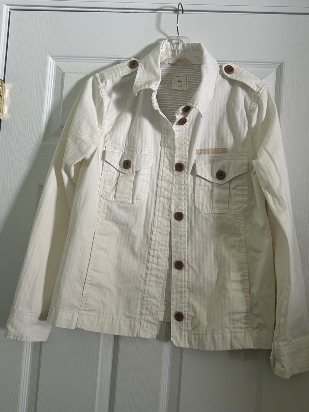 GAP Cream Utility Jacket with Button Front
